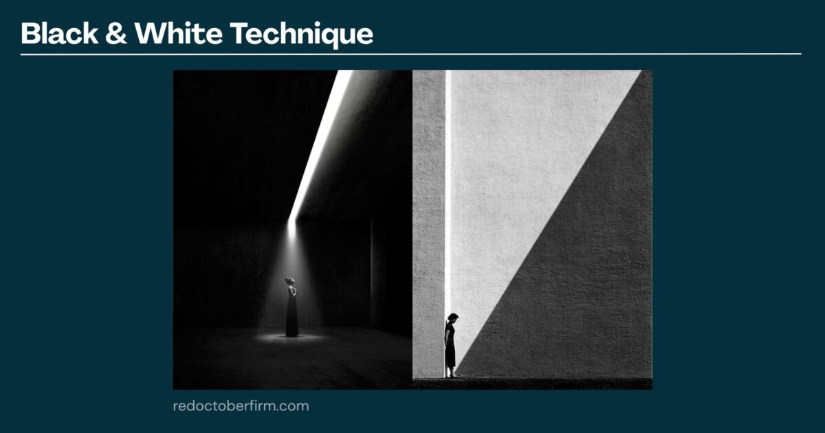 Two Black And White Photos Display Strong Light And Shadow; One Shows A Person In A Dark Room With A Light Beam, The Other Features A Person Standing Near A Large Shadow On A Wall.