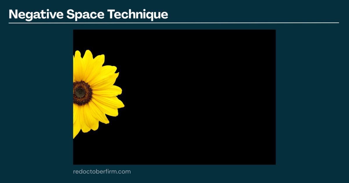 A Single Yellow Sunflower Is Positioned On The Left Against A Large Black Background, Illustrating The Negative Space Technique.