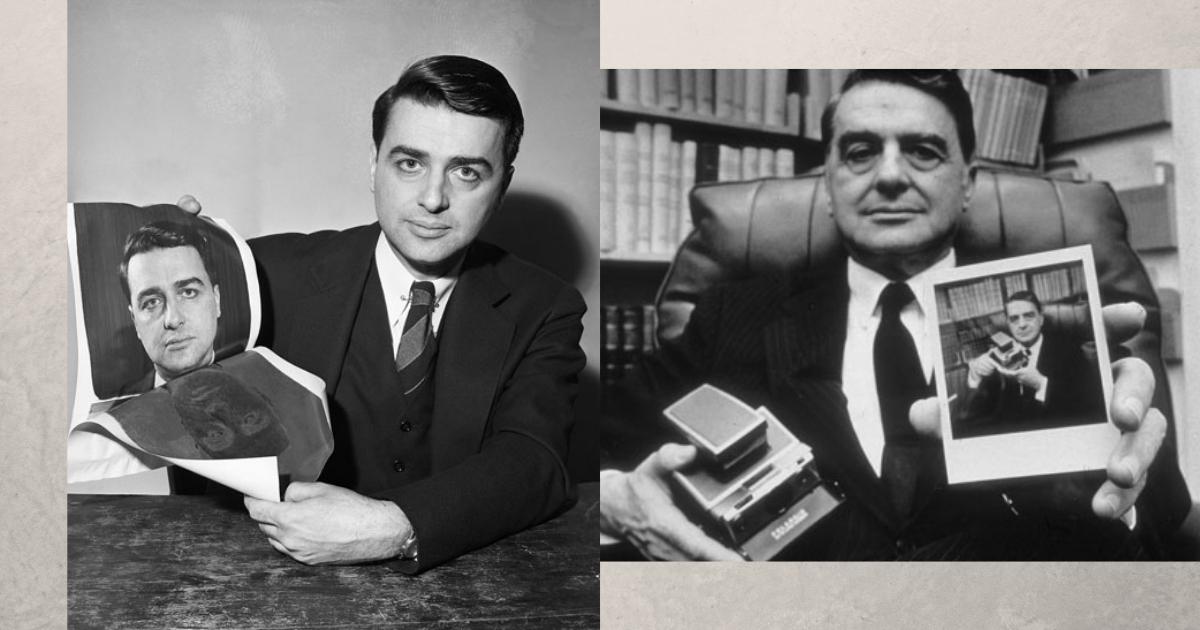 A Monochrome Image Capturing A Man With A Photograph, Illustrating The Essence Of Photography.