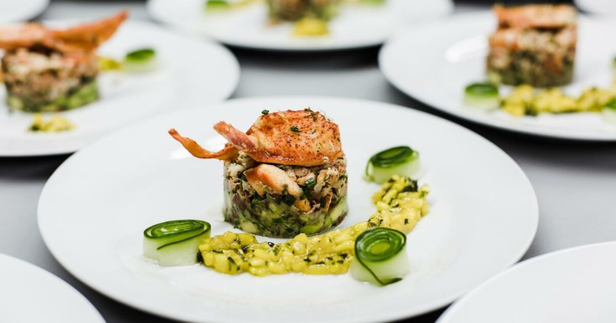 A Captivating Photo Essay Showcasing Beautifully Plated Shrimp And Vegetable Dishes.