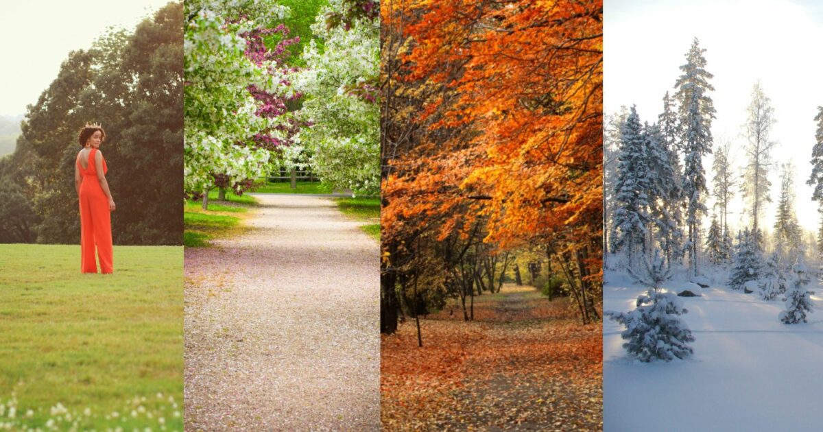 Photography Ideas: A Collage Featuring A Woman Walking Through A Forest.