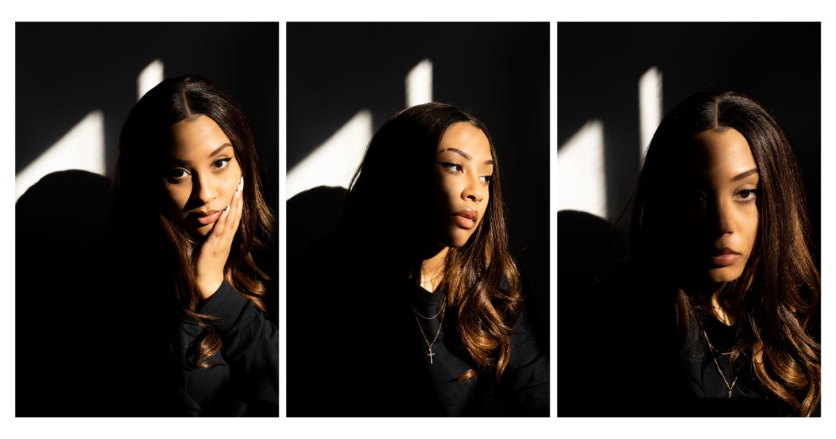 Four Photographs Of A Woman In The Shadows, Taken At Home.