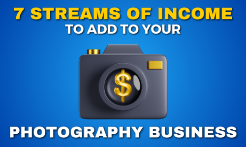 Camera Icon With A Dollar Sign And Text: &Quot;7 Streams Of Income To Add To Your Photography Business&Quot; On A Blue Background.